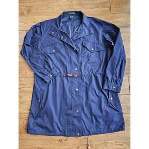 Lauren Ralph Lauren Womens Navy Full Zip Cinch Waist Anorak Jacket Womens Size L